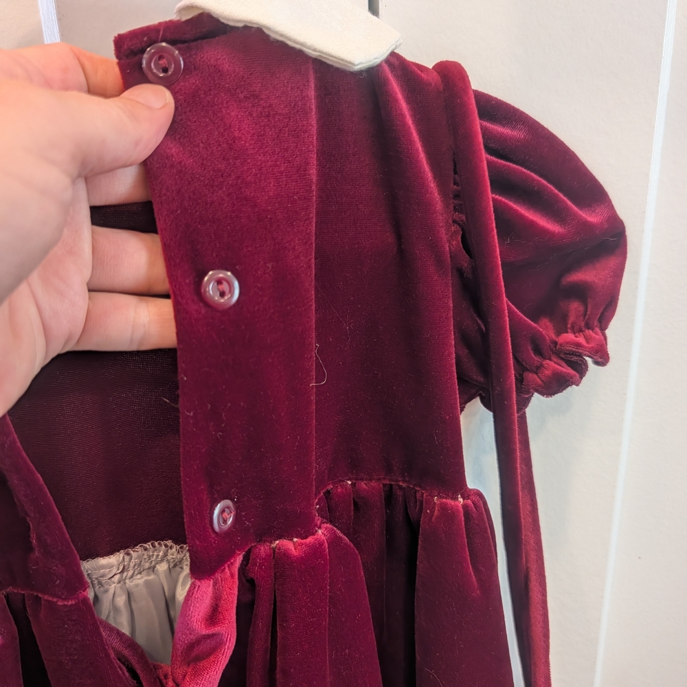Vintage YOUNGLAND Burgundy Velvet Dress with Matching Purse Size 4t - Picture 6 of 10